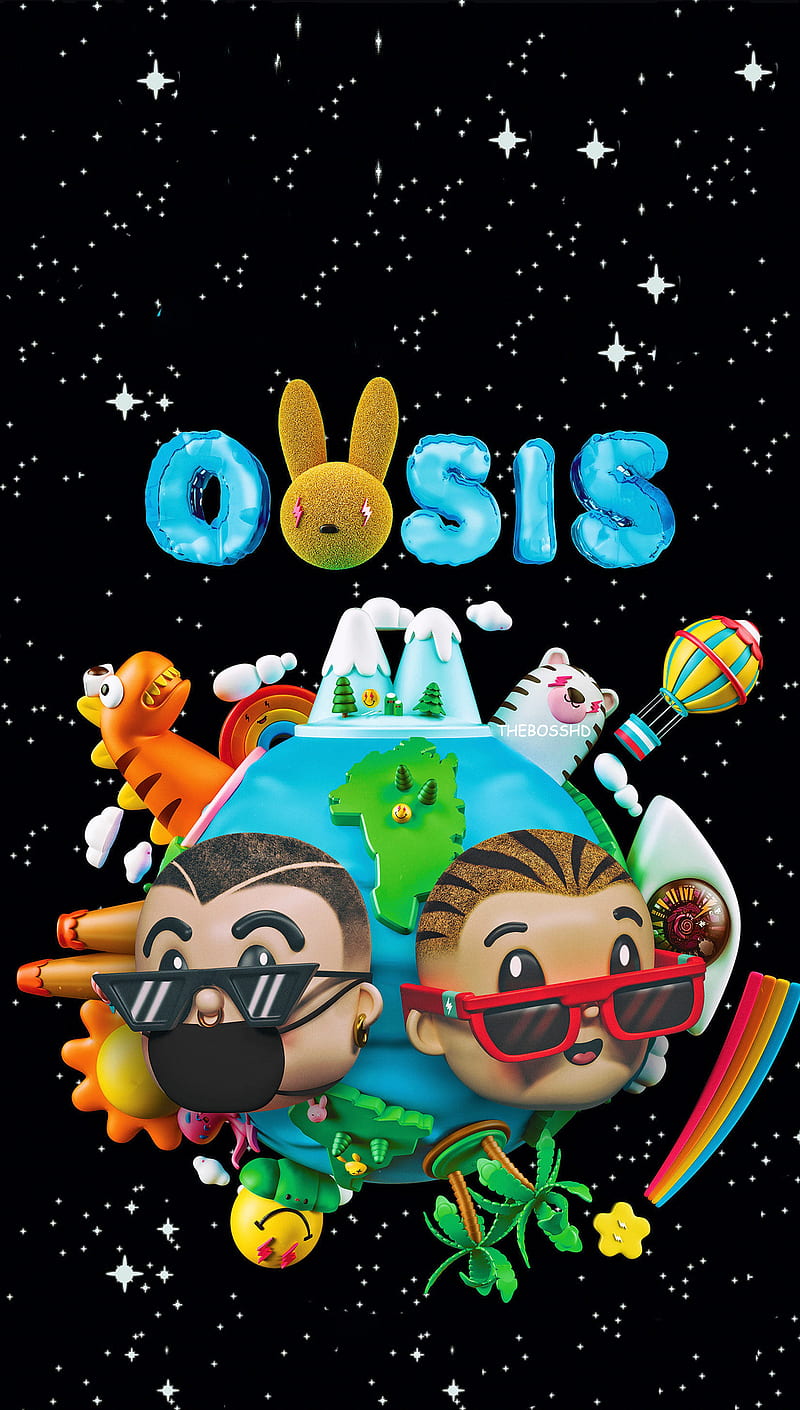 Oasis Album, artistas, bad bunny, j balvin, jbalvin, latin, music, oasis album, reggaeton, HD phone wallpaper