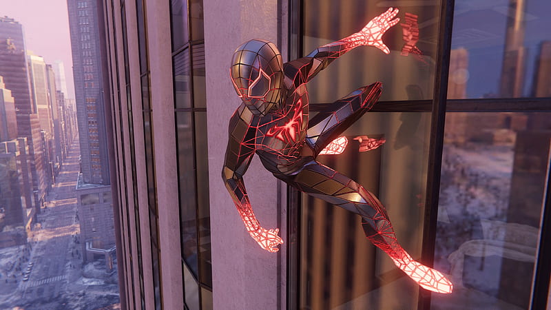 Matter Spiderman, clin gaming, iron spiderman, miles new power, new suit, power spiderman, wall climbing, HD wallpaper