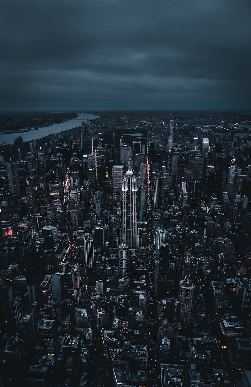 New York City, USA, Andre Benz, aerial, architecture, urban, night, building, HD phone wallpaper