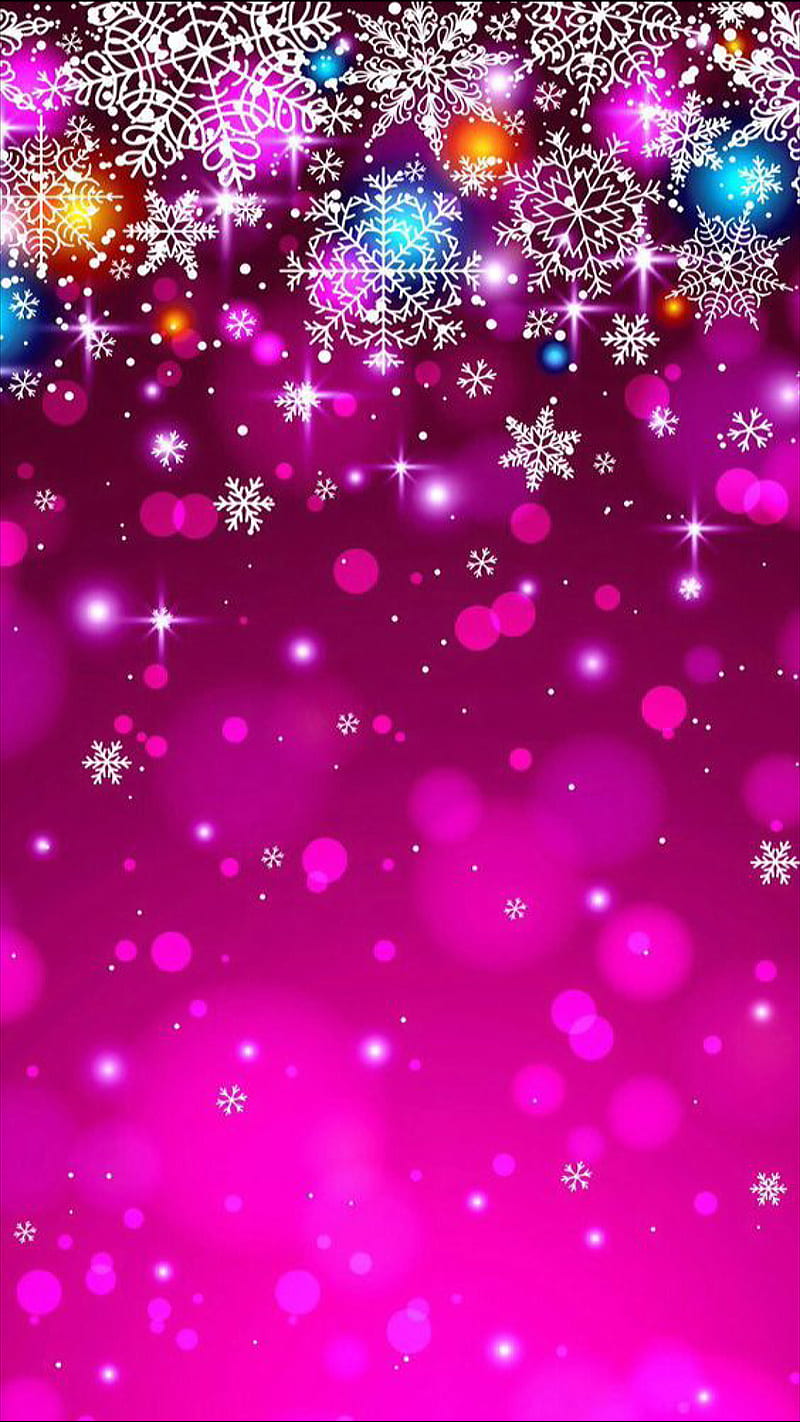 Falling snow, christmas, holiday, pink, snow, sparkle, winter, HD phone wallpaper