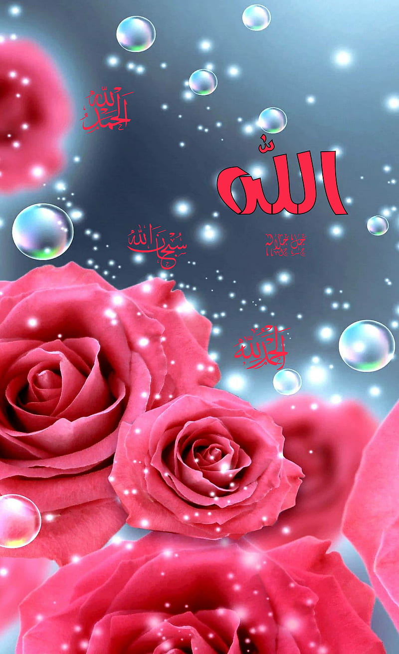 Allah , god, nice, theme muslim, islamic, athkar, arabic, flower, HD phone wallpaper