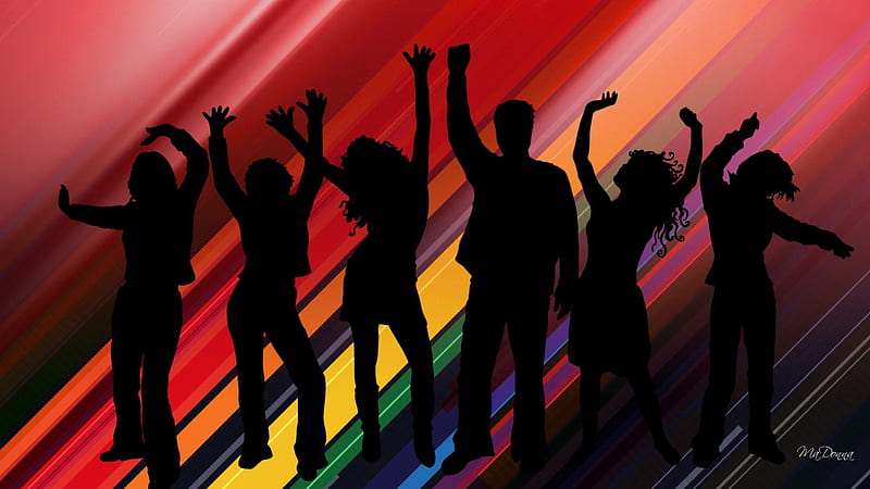 Dance Silhouettes, colorful, blast, bash, affair, women, event, party, bright, girls, holiday, silhouettes, fun, do, abstract, binge, shindig, reception, boys, fete, fecirc, men, get together, dance, function, blowout, powwow, HD wallpaper