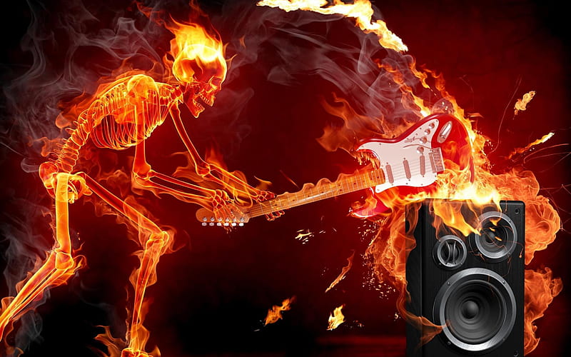 fire guitar rock sound-Music lovers, HD wallpaper