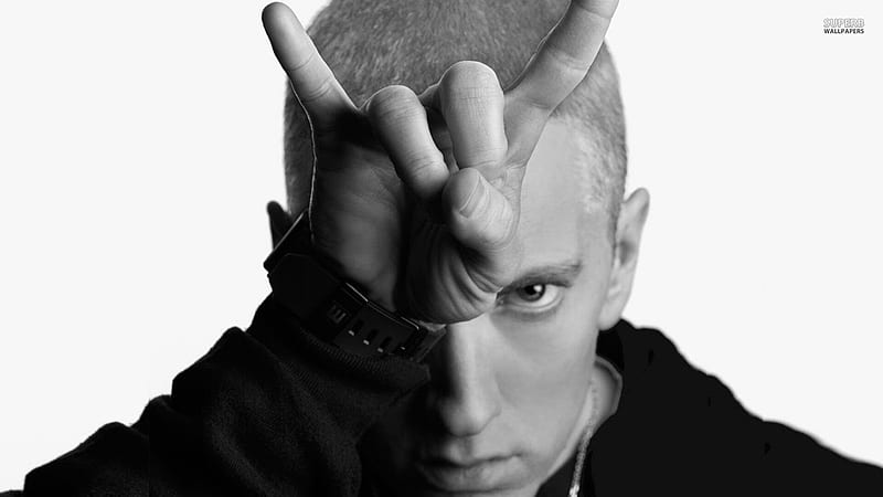 Eminem Rapper, eminem, music, rap, monochrome, black-and-white, HD wallpaper