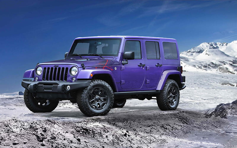 Jeep Wrangler Winter, offroad, 2018 cars, SUVs, violet Wrangler, Limited Edition, Jeep Wrangler, Jeep, HD wallpaper