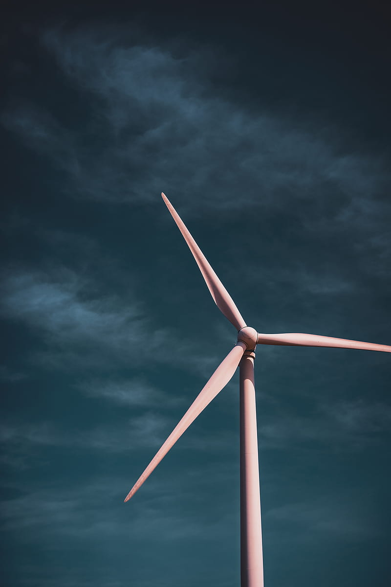 white and red wind turbine under blue sky, HD phone wallpaper