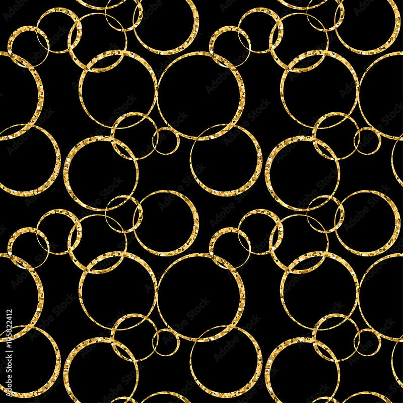 Gold circle seamless pattern. Golden glitter on black background. Abstract geometric polka dot texture Retro Vintage decoration. Design graphic , wrapping, fabric, textile Vector Illustration Stock Vector. Adobe Stock, HD phone wallpaper