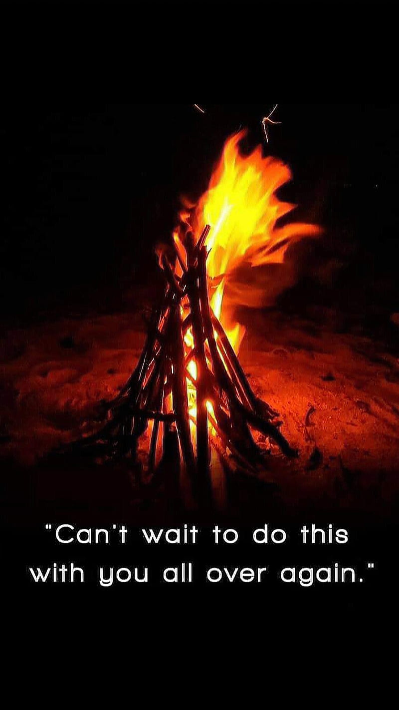 Cant wait, burning, camp, camping, fire, flame, night, wood, woods, HD phone wallpaper