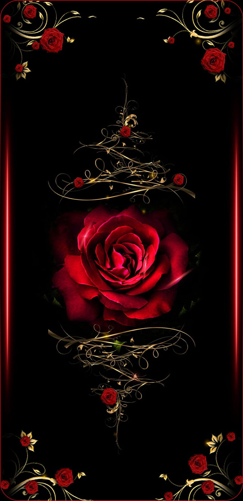 Rosas rojas, oro, Fondo de pantalla de teléfono HD | Peakpx