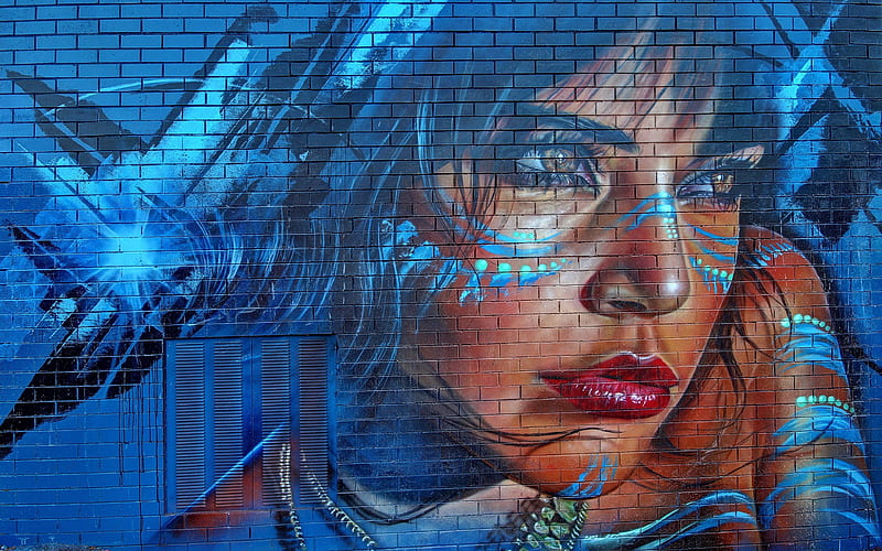 graffiti, girl, wall, texture, HD wallpaper