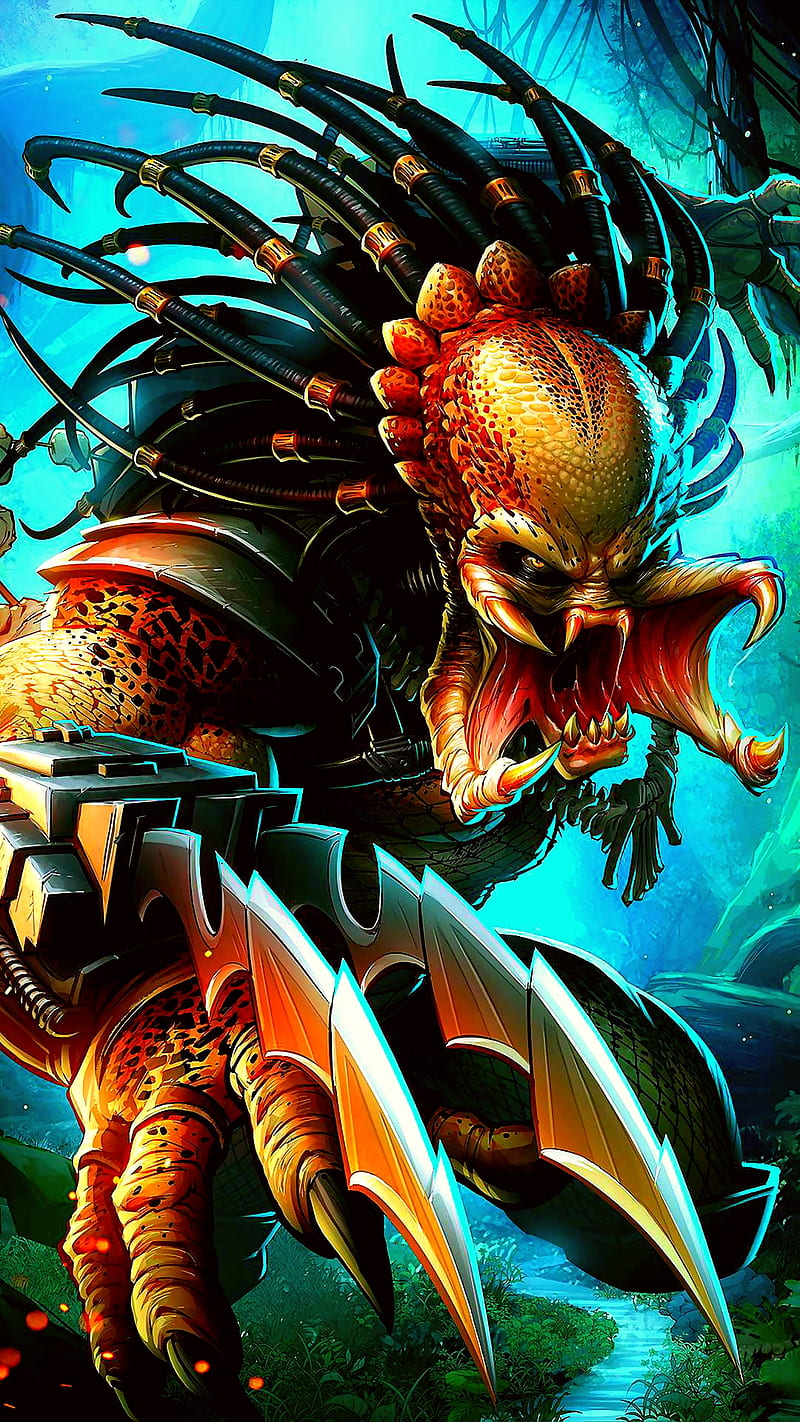 Aqua Predator, comic, movie, native, predator, skulls, HD phone wallpaper