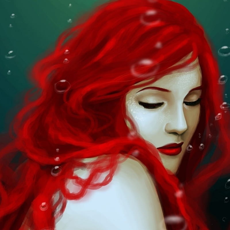 Red haired mermaid, Supernatural beings, Mermaid, Foxy hair, Girl, Colors, Red hair girl, Fantasy, HD wallpaper
