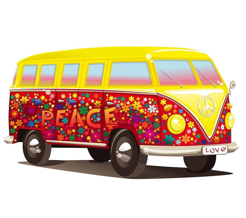 Hipie, Car Volkswagen, Hippie, Peace, Hd Wallpaper 