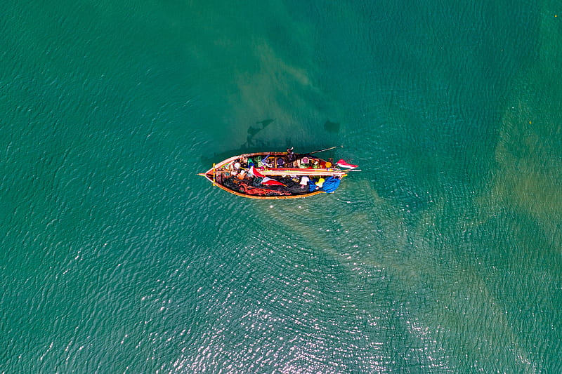 boat, aerial view, outdoors, people, drone shot, Nature, HD wallpaper