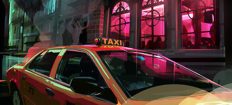 Taxi Digital Art , taxi, artist, artwork, digital-art, HD wallpaper