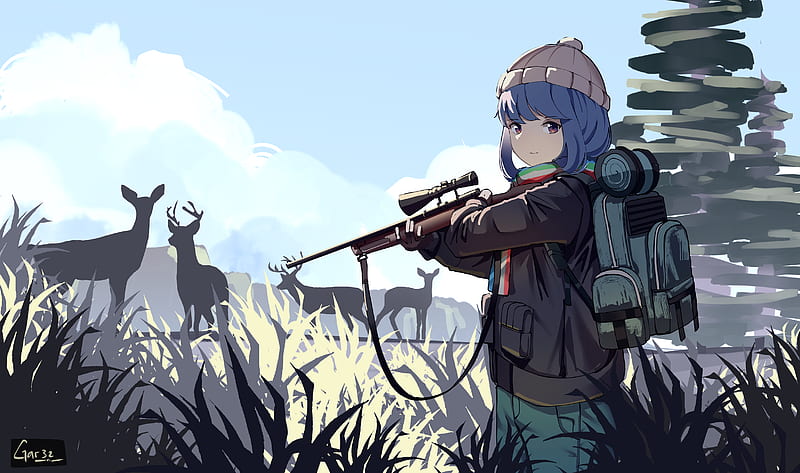 Anime, Laid-Back Camp, Rin Shima , Hunting, HD wallpaper