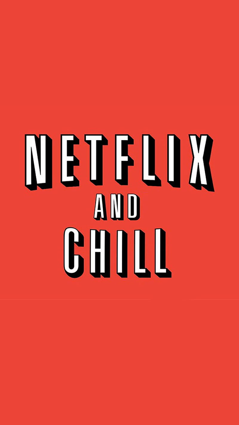 Netflix and Chill, funny, logo, manpie, red, white, HD phone wallpaper