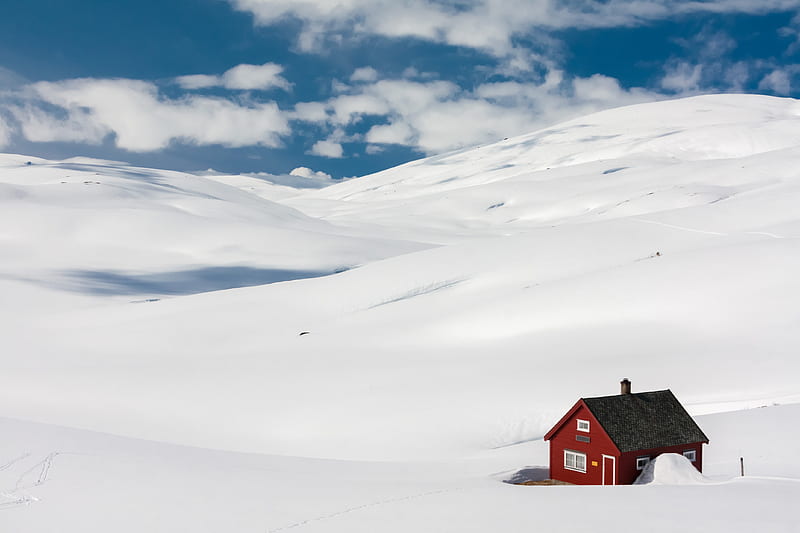house, landscape, snow, winter, drifts, solitude, comfort, HD wallpaper