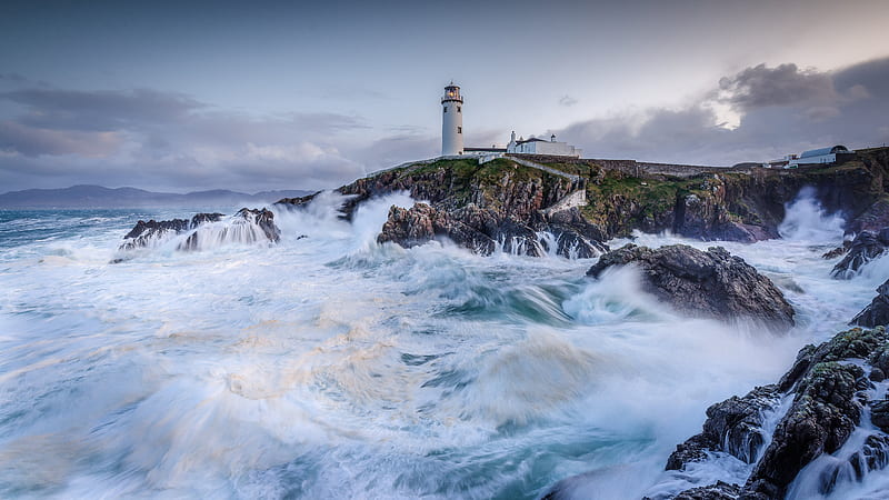 / Ireland, atlantic ocean, coast, nature, rock, lighthouse, HD wallpaper