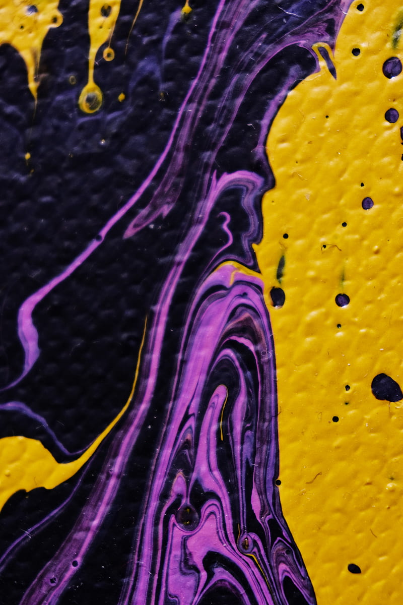 Yellow and Purple Abstract Painting, HD phone wallpaper