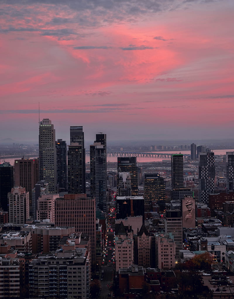 city, buildings, aerial view, cityscape, dusk, HD phone wallpaper