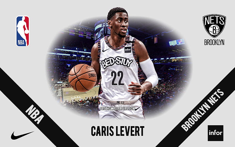 Caris LeVert, Brooklyn Nets, American Basketball Player, NBA, portrait, USA, basketball, Barclays Center, Brooklyn Nets logo, HD wallpaper