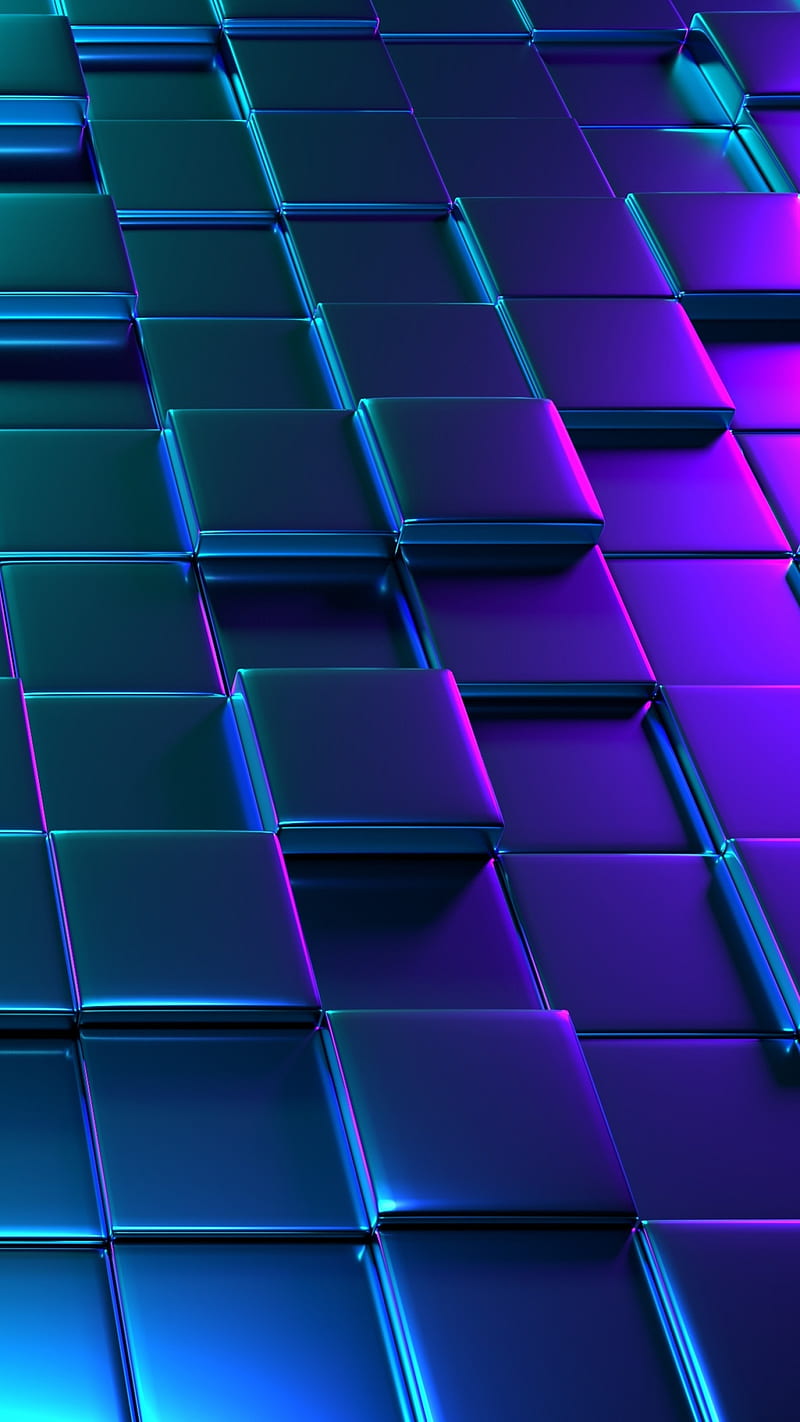 Cubes, 3d, abstract, background, blue, digital, purple, HD phone wallpaper