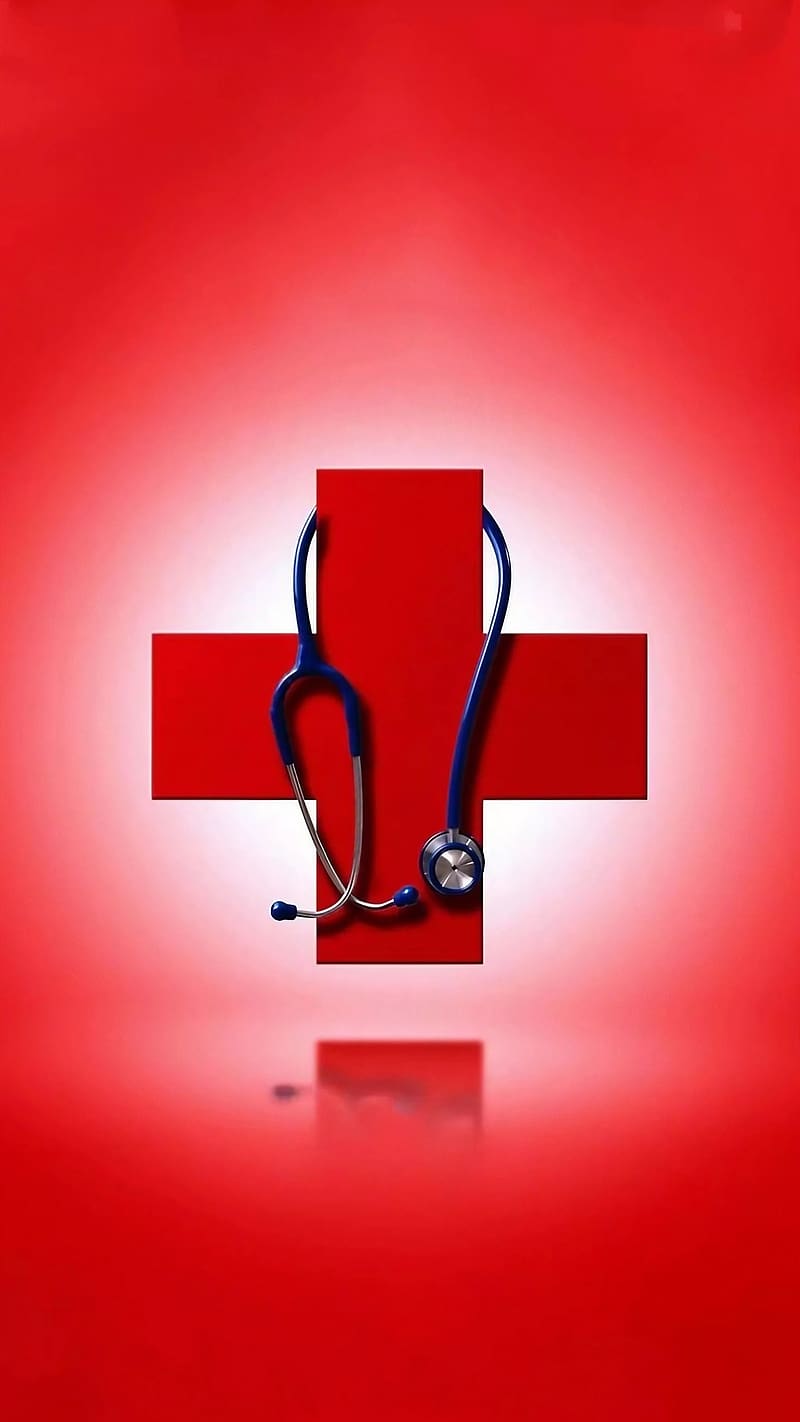 Stethoscope, Red Cross Symbol, medical device, HD phone wallpaper