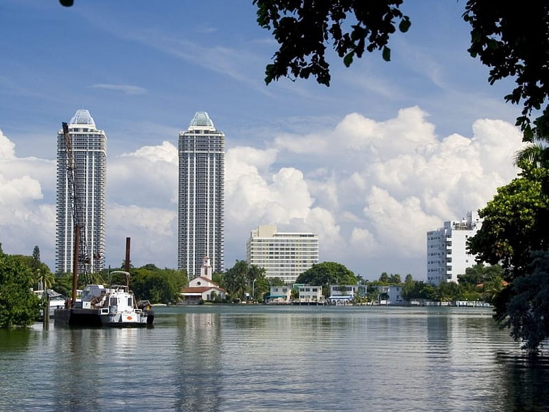 @ Miami Beach, beach, nice, lake, buildings, HD wallpaper