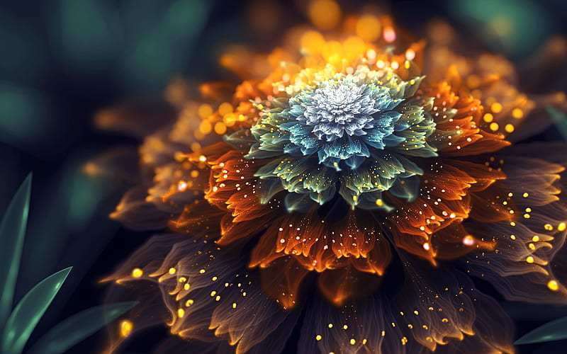 fractals, flower, 3d art, creative, fractal art, HD wallpaper