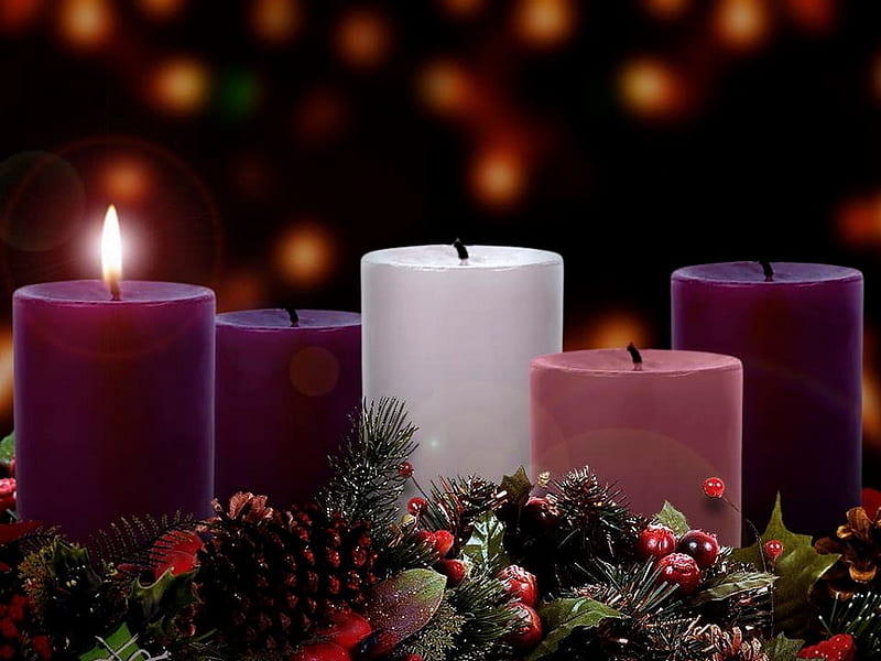 First week, Christmas, flame, Advent, candles, HD wallpaper