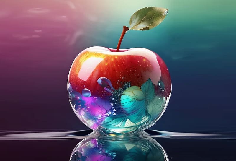 Glass Illusion Apple, glass, Apple, illusion, art, HD wallpaper