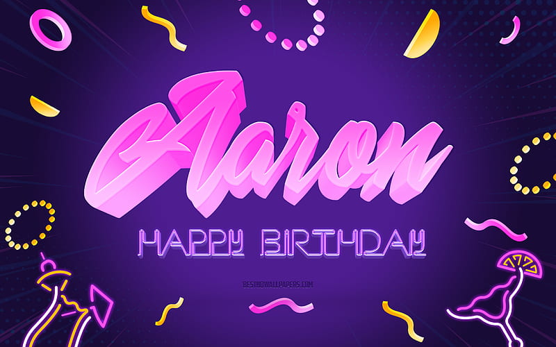 Happy Birtay Aaron Purple Party Background, Aaron, creative art, Happy Aaron birtay, Aaron name, Aaron Birtay, Birtay Party Background, HD wallpaper