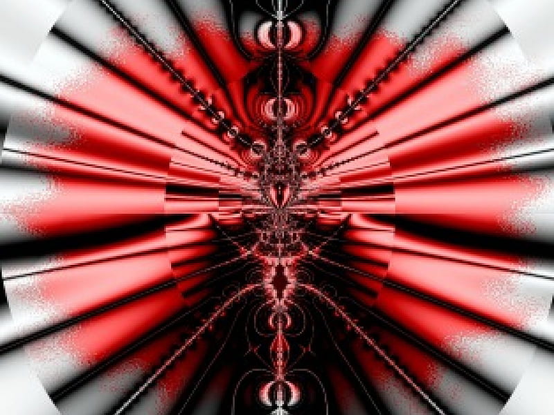Key Hole Fractal, black, red, computer art, fractal, HD wallpaper