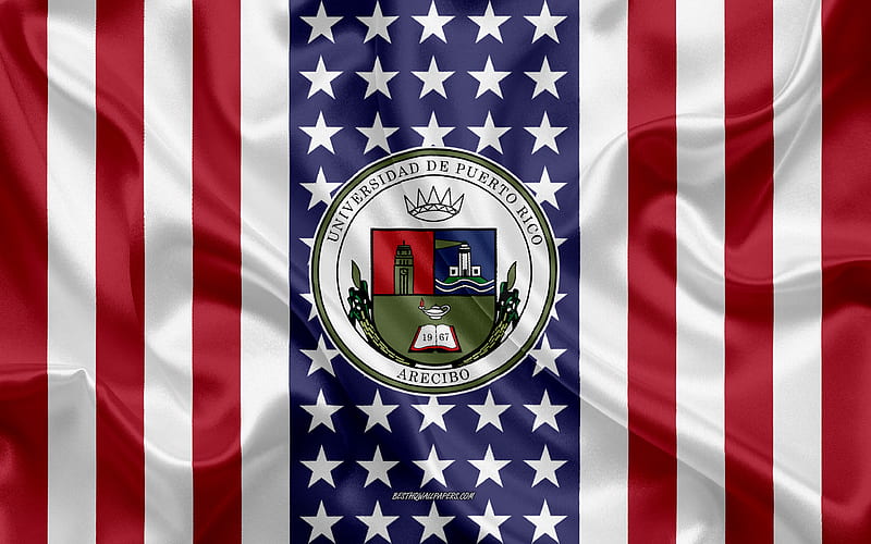 University of Puerto Rico at Arecibo Emblem, American Flag, University of Puerto Rico at Arecibo logo, Arecibo, Puerto Rico, USA, University of Puerto Rico at Arecibo, HD wallpaper