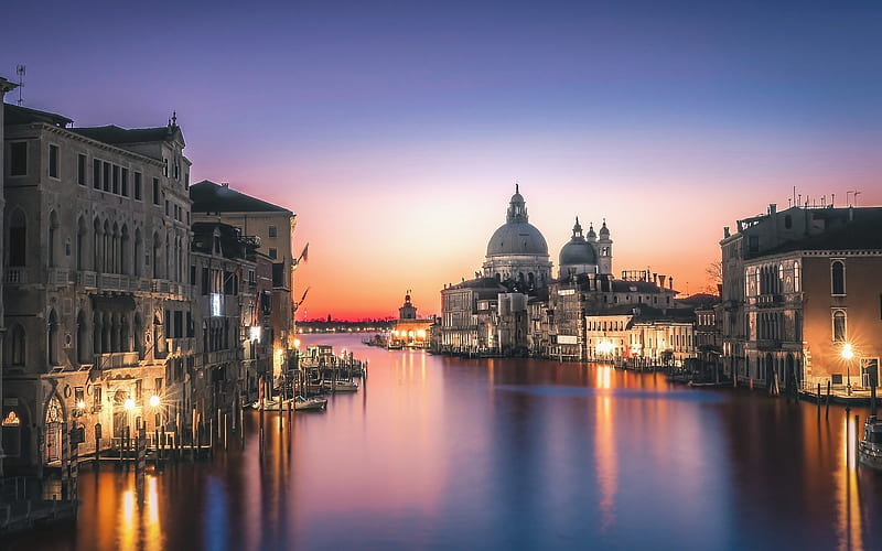 Venice, Italy, Venice, evening, canal, Italy, HD wallpaper
