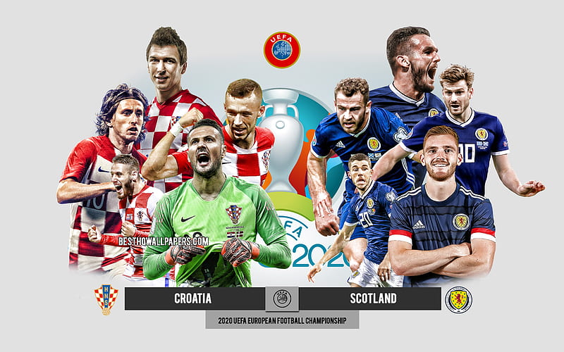Croatia vs Scotland, UEFA Euro 2020, Preview, promotional materials, football players, Euro 2020, football match, Croatia national football team, Scotland national football team, HD wallpaper