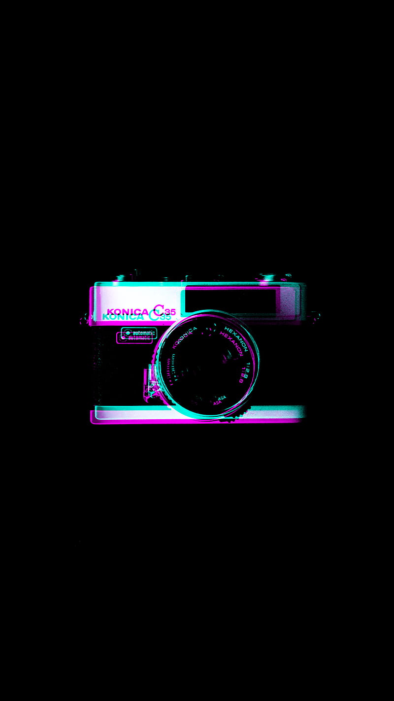 Shoot Old Camera, amoled, analogue, black, dark, glitch, minimal, oled, HD phone wallpaper