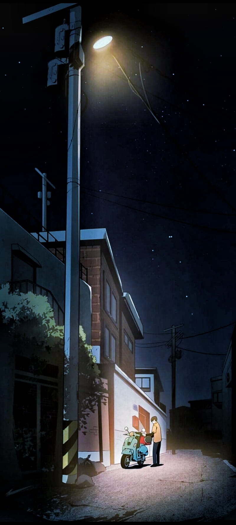 Night Time Anime Boy, beautiful, black, dark, anime boy, bike, soft, HD phone wallpaper