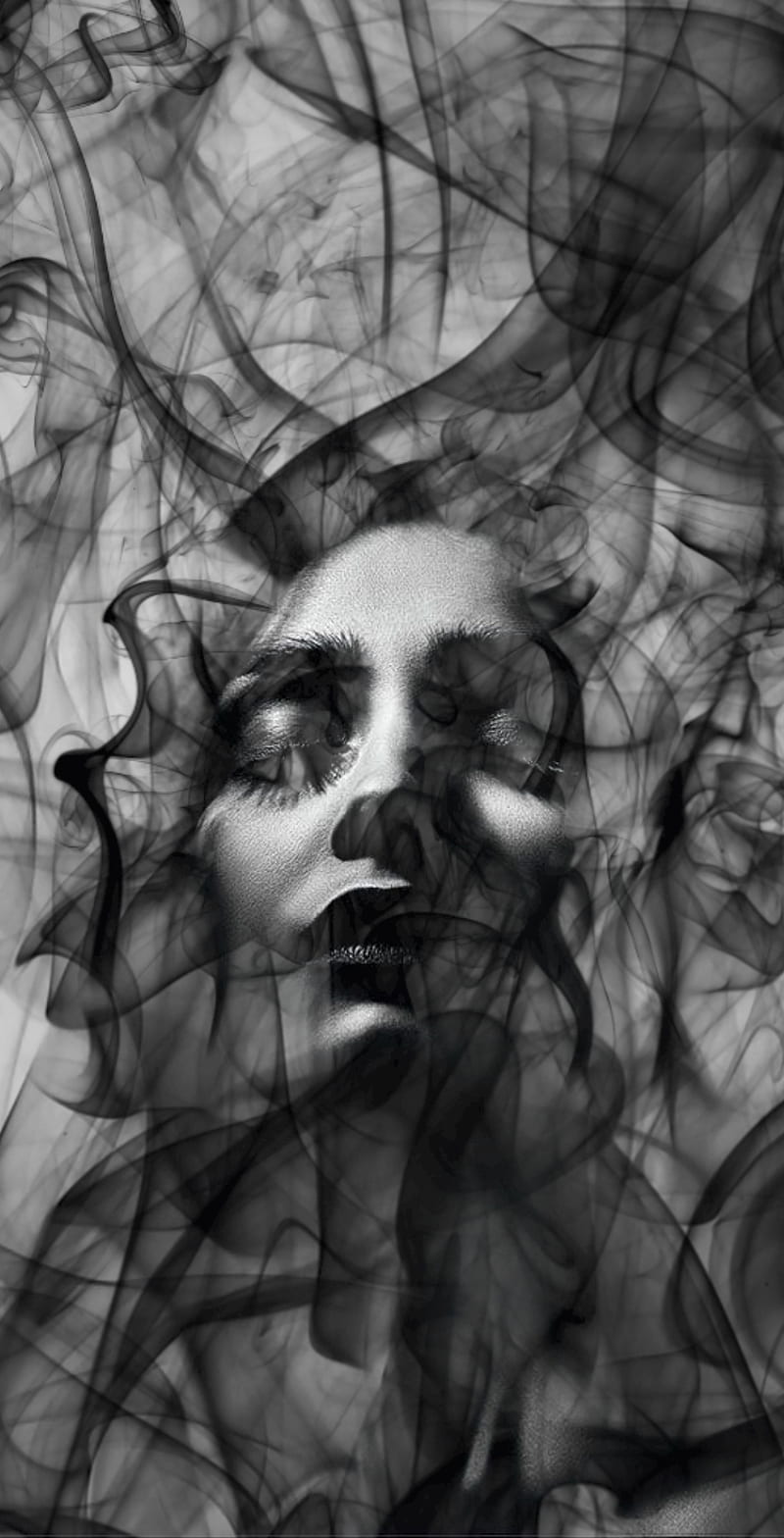 Ghost Lady, black, cool, ghost, lady, smoke, white, HD phone wallpaper