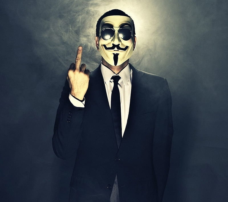 Anonymous, cool, finger, hide, man, mask, new, suite, HD wallpaper