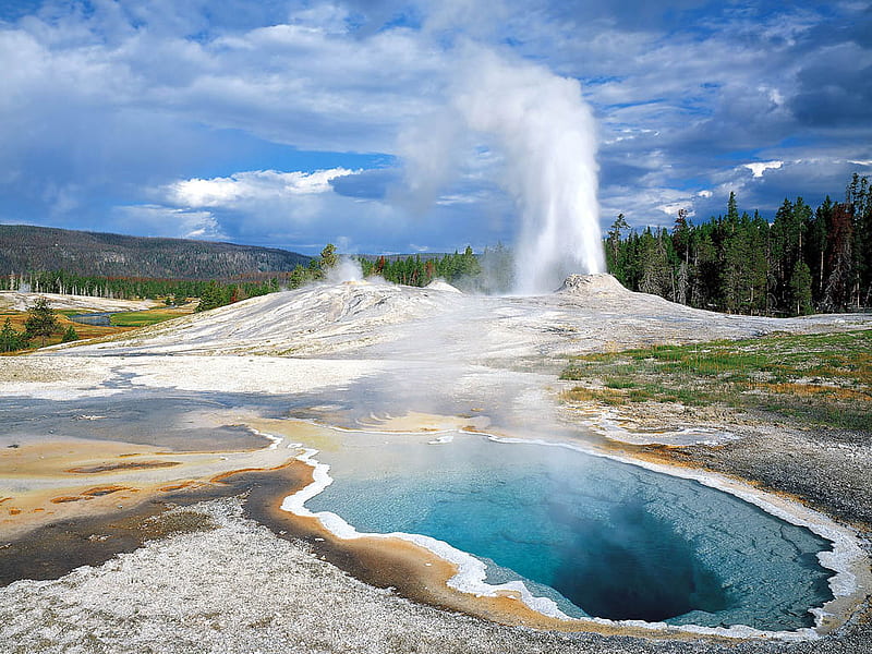 Yellowstone Park, nature, national park, geyser, yellowstone, HD wallpaper