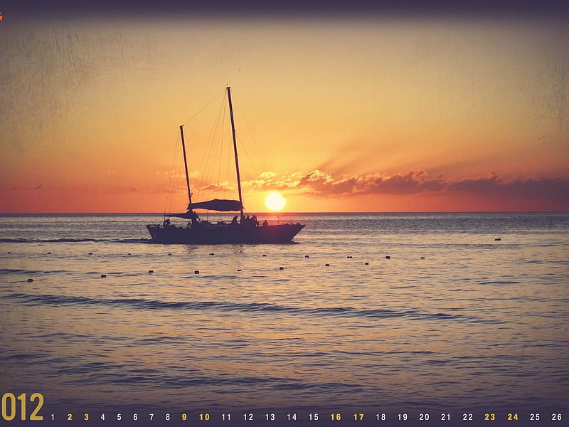 Sunset In Jamaica-June 2012 calendar, HD wallpaper