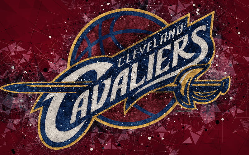 Cleveland Cavaliers creative logo, American Basketball Club, emblem, geometric art, NBA, dark red abstract background, Cleveland, Ohio, USA, basketball, National Basketball Association, HD wallpaper