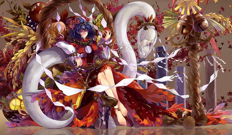 Anime Girl, Dress White Snake, Anime, Water, Blue Hair, Long Hair, Original, HD wallpaper