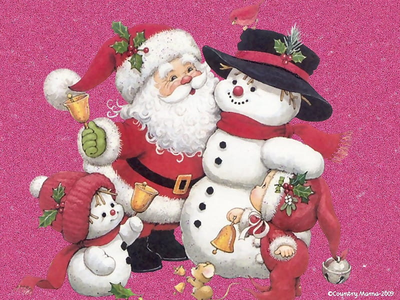 Bells will be ringing, christmas, holiday, snow, snowman, santa claus, winter, HD wallpaper