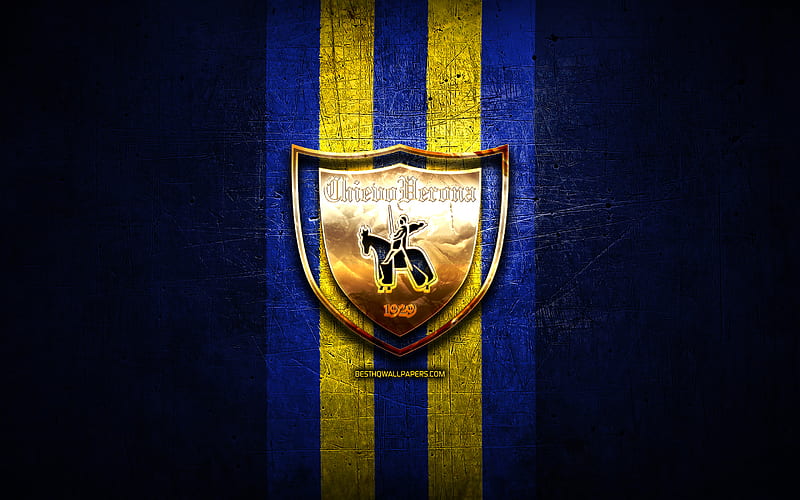 Chievo Verona Fc Golden Logo Serie B Blue Metal Background Football Ac Chievo Verona Hd Wallpaper Peakpx