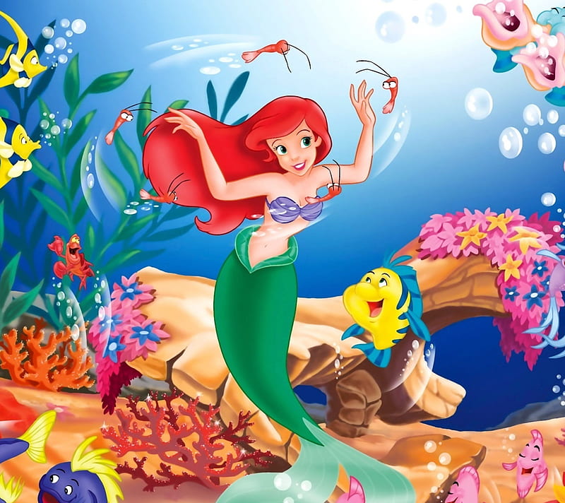 Little Mermaid, animated, disney, fish, redhead, sea, HD wallpaper