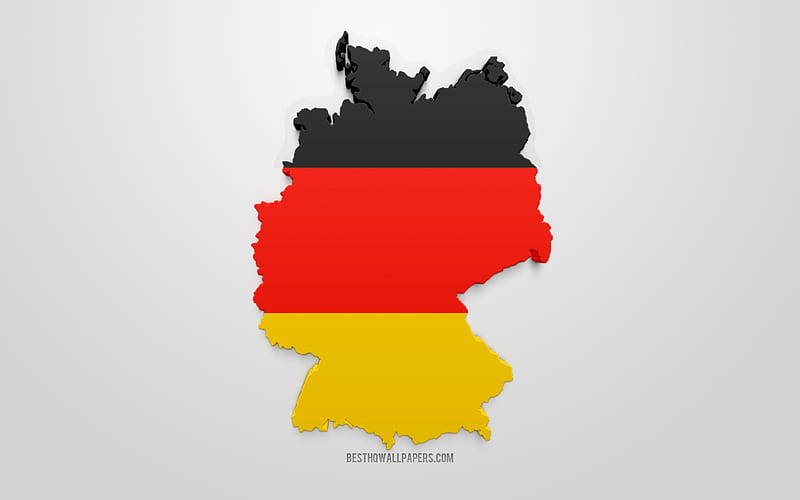3d flag of Germany, silhouette of Germany, 3d art, German flag, Europe, Germany, geography, Germany 3d silhouette, HD wallpaper
