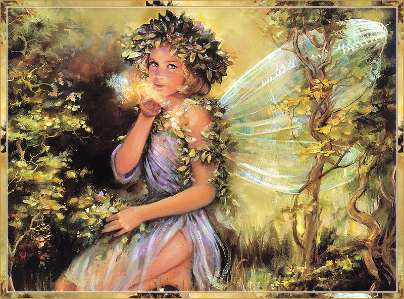 Fairies Kisses, fantasy, trees, fairy, other, HD wallpaper | Peakpx